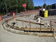 Pouring concrete. for footings, curb, and gutters