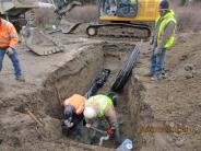Crews continued their work on utilities which included testing and flushing of the water.