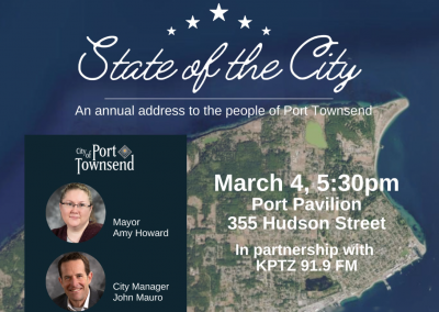 Flyer for the State of City with picture of Mayor Howard and City Manager John Mauro 