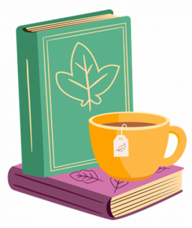 Picture of books and tea