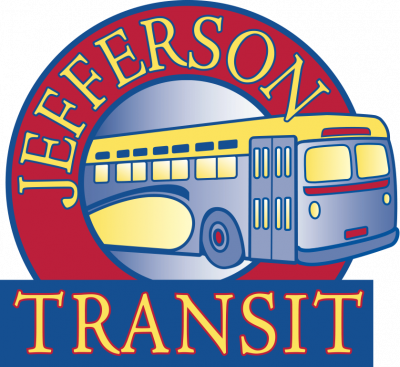 Jefferson Transit Logo Red and Blue with a bus