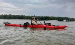 Beau Baker paddling on the Mississippi