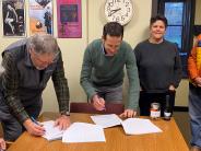 Golf Park Lease Signing with Bob Wheeler, John Mauro, and Carrie Hite